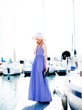 J Crew Blue Gingham Spaghetti-Strap maxidress